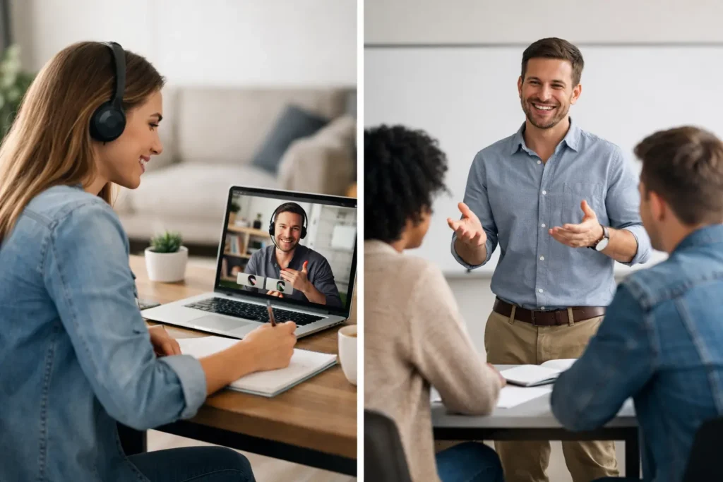 Inglês online versus presencial funciona melhor?