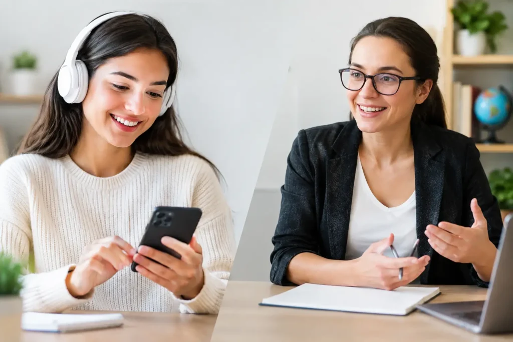 Aplicativo versus professor para aprender inglês